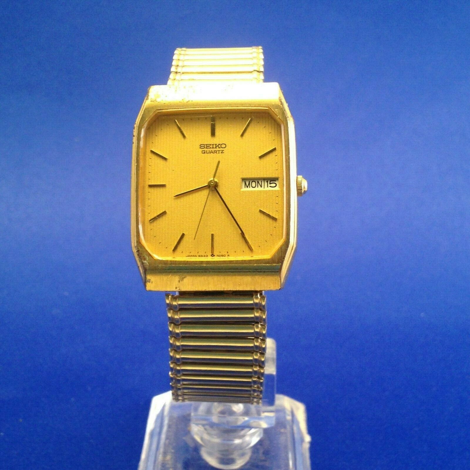 vintage SEIKO Men's Watch Day Date Gold Dial Case & Strap 6533-5070 New  Battery. | WatchCharts