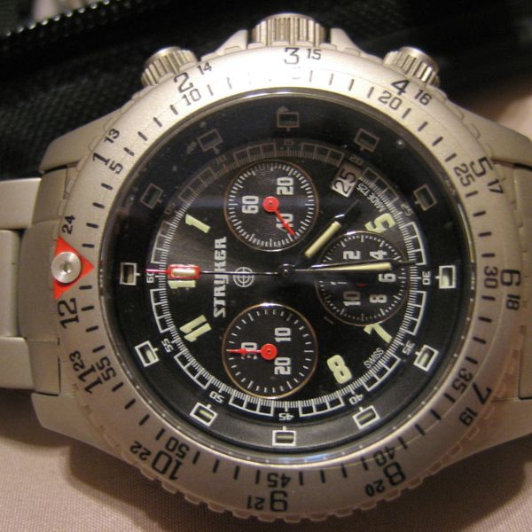 Stryker Tactical Chrono. Bead blasted, tritium, swiss made, sapphire ...