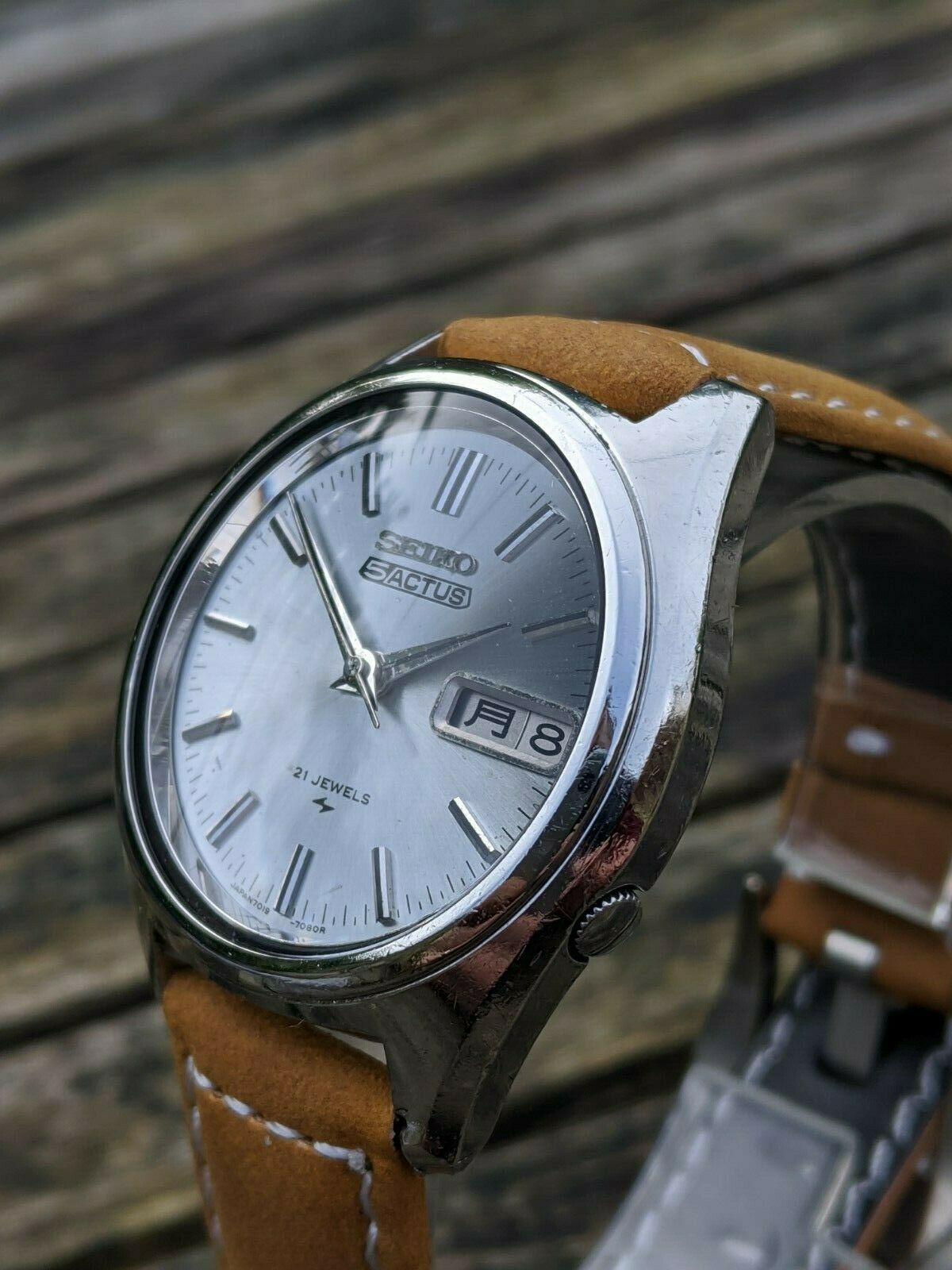 Seiko 7019-7060 5 Actus Silver-Mauve dial Kanji - Excellent 