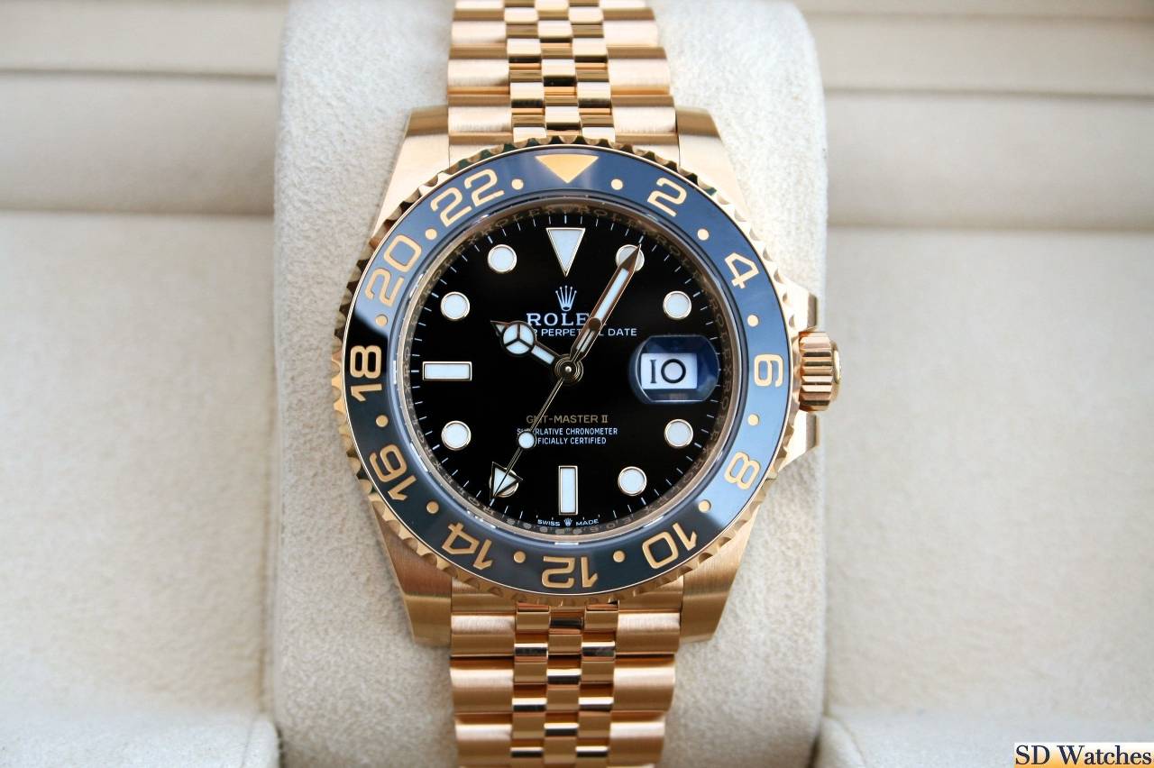 FS Rolex 126718GRNR GMT MASTER II WATCH 18K YELLOW GOLD JUBILEE