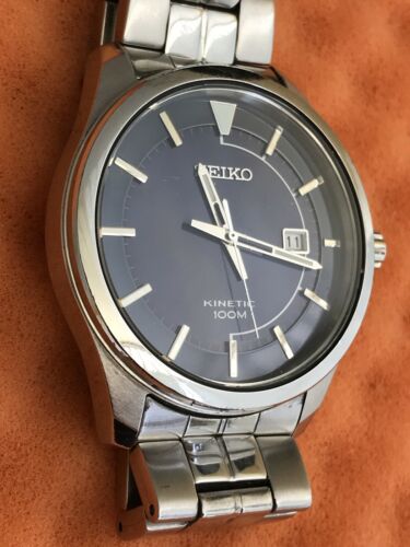 Seiko Kinetic SKH192 5M82 0AB0 Blue Dial Stainless Steel Men s