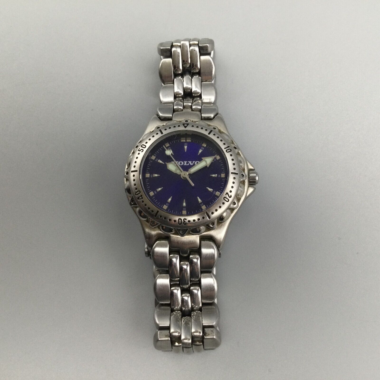 Fossil Volvo Watch Women Silver Tone 100M Blue Dial 28mm New 