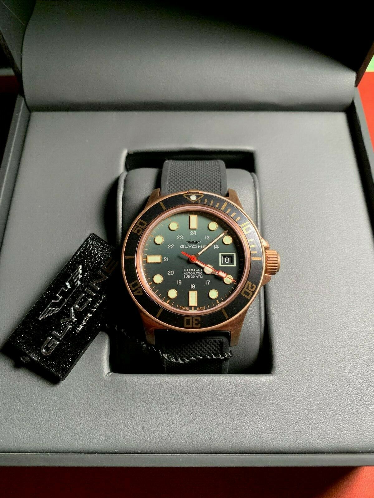 Glycine Men s GL0281 Combat Sub 42 Bronze Automatic 42mm Grey