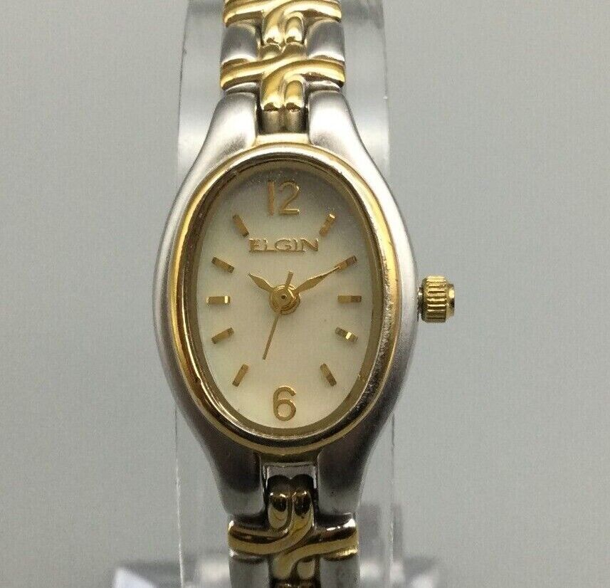 Elgin Womens Oval Yellow Gold Silver Tone Mother Of Pearl Dial Watch EG501 NOS Elgin Womens Oval Yellow Gold Silver Tone Mother Of Pearl  main image 4