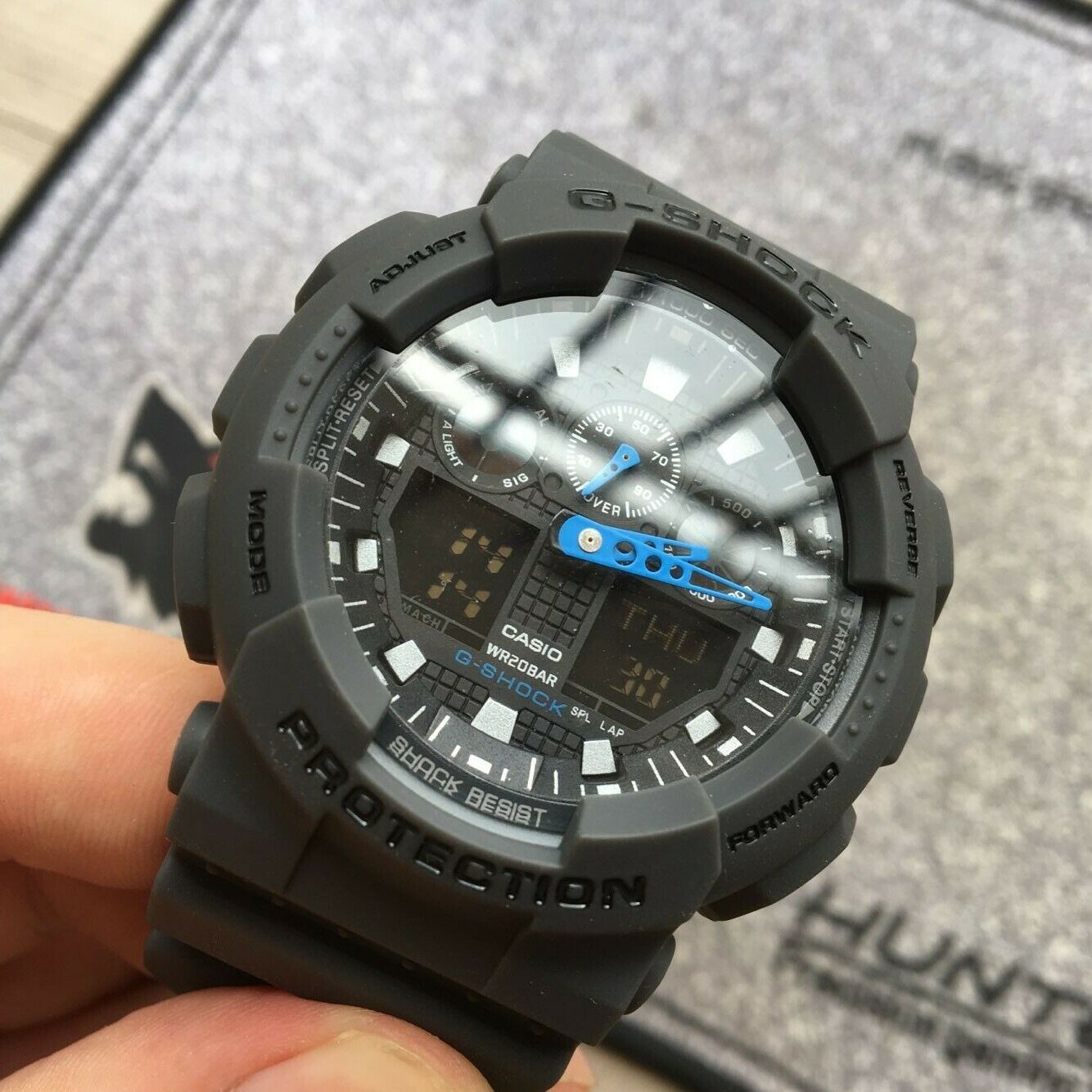 Casio G-Shock GA-100C-8A Ana-Digi Quartz Watch Gray Resin Band LED