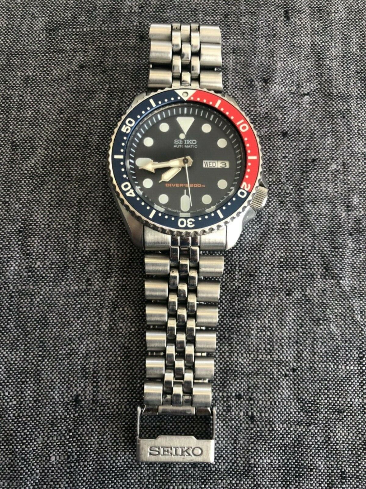 Seiko Automatic Scuba Diver 7S26-0028 Pepsi Stainless Link Bracelet Men's  Watch | WatchCharts