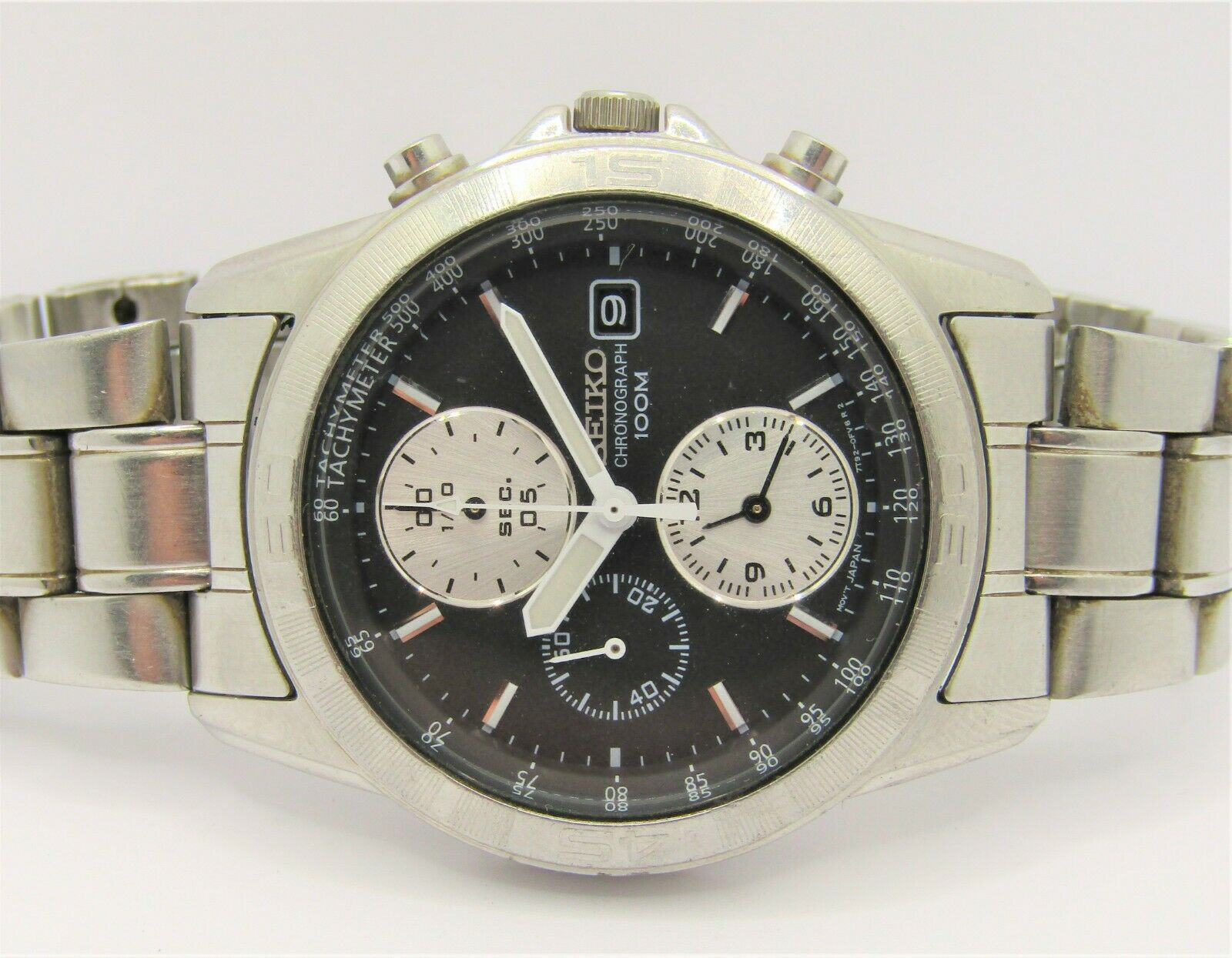 時計 terms.s1472 Seiko Chronograph 10Bar 7T92-0LH0 Date Indicator Quartz Mens