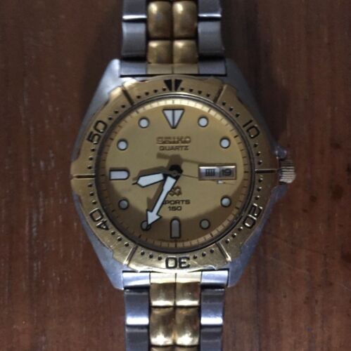 Vintage Seiko Sport SQ 150 Diver Day-Date 5Y23-6050 Quartz Watch