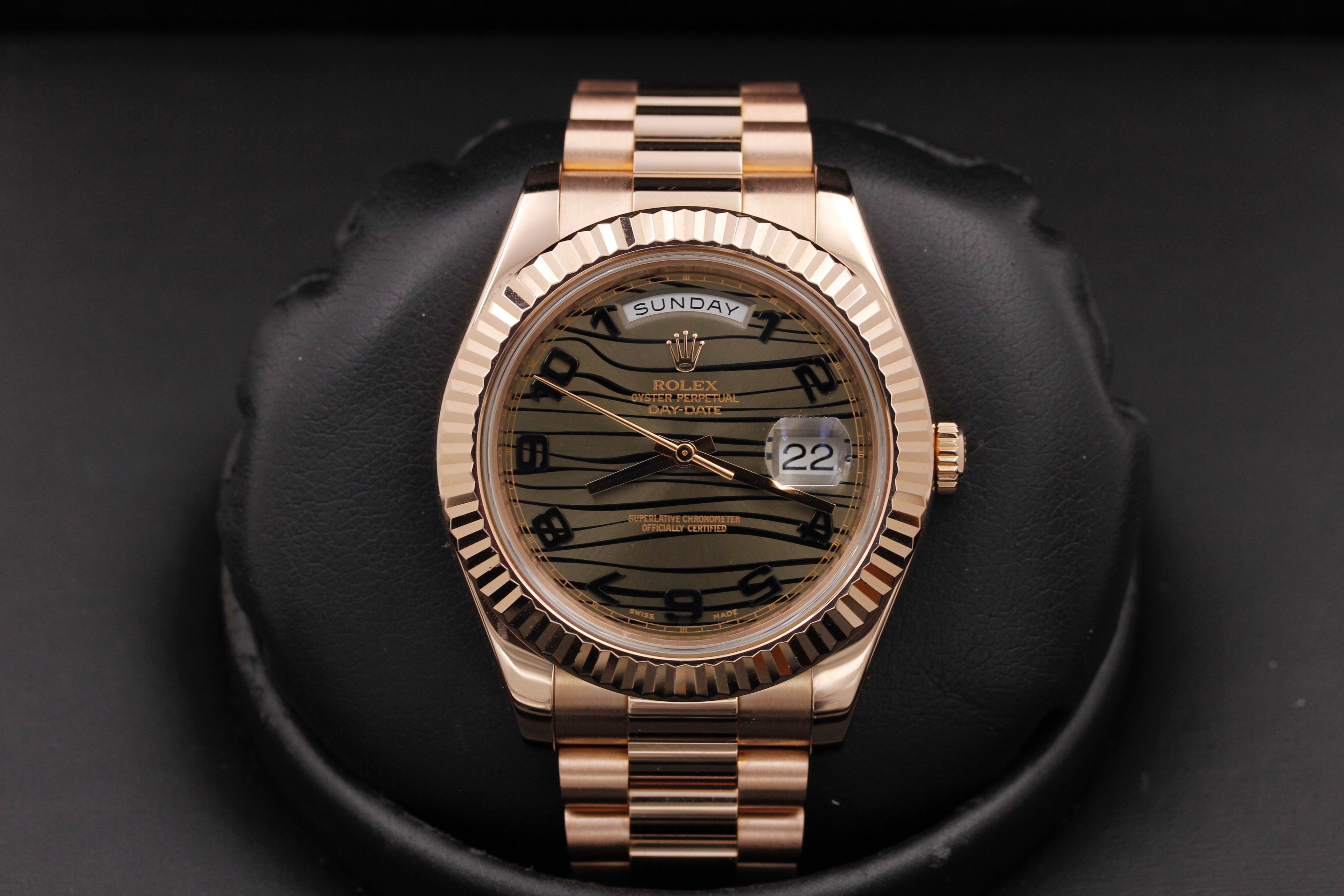 FSOT: Rolex Day-Date II - 41mm - ROSE Gold - Chocolate WAVE Dial