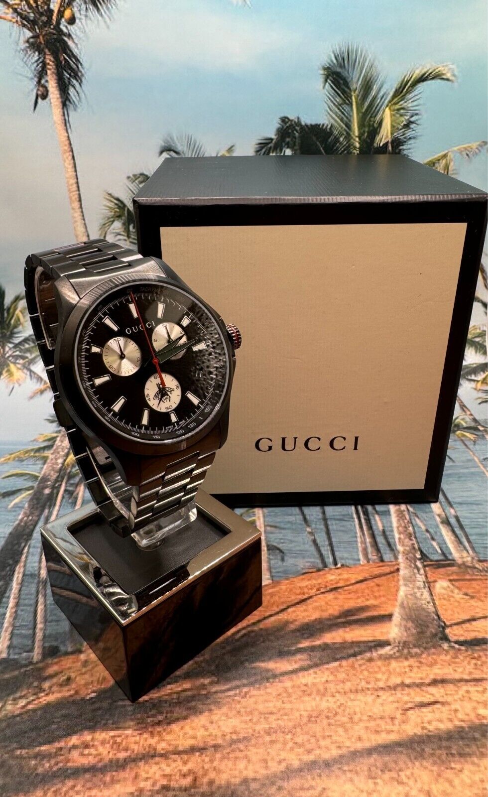 GUCCI時計 GUCCI G-timeless Chronograph XL Black Dial Watch YA126268
