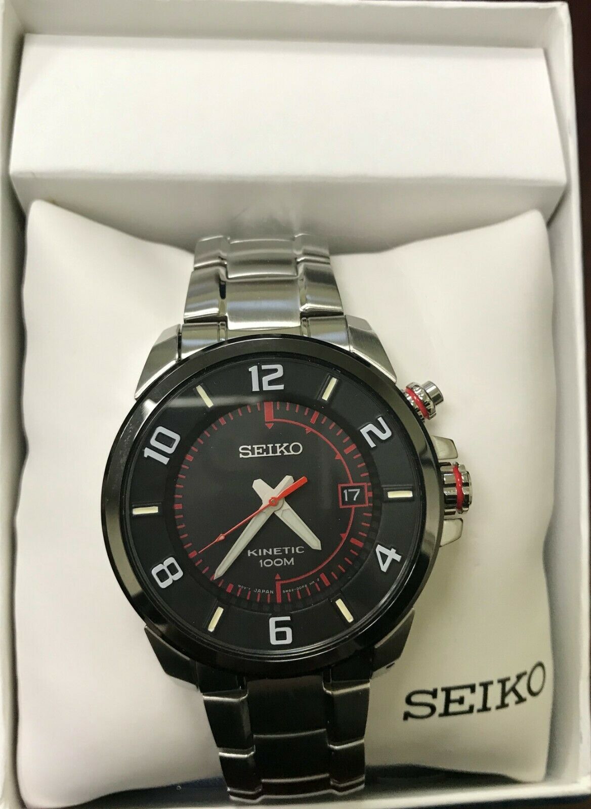 NEW Seiko SKA553 Kinetic Men's Black Dial Stainless Steel Wrist Watch |  WatchCharts