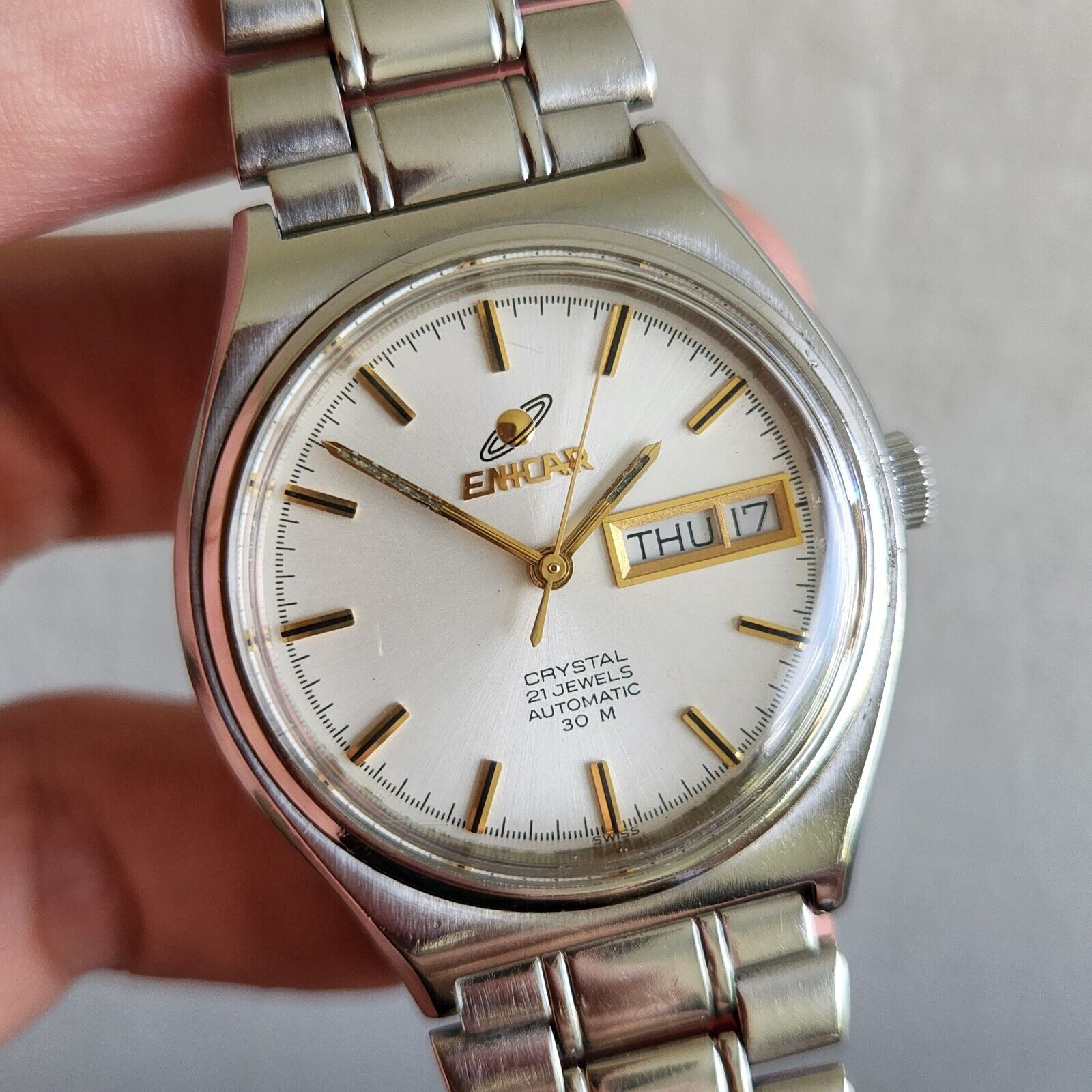 Vintage ENICAR Ocean Pearl Men's automatic watch day/date 2158.50