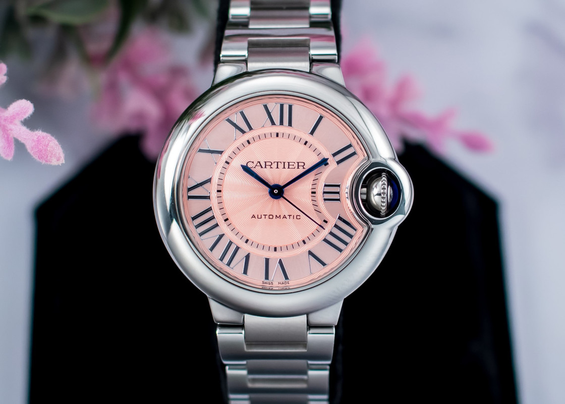 FS Ladies Pink CARTIER Ballon Bleu 33mm Automatic Watch FULL