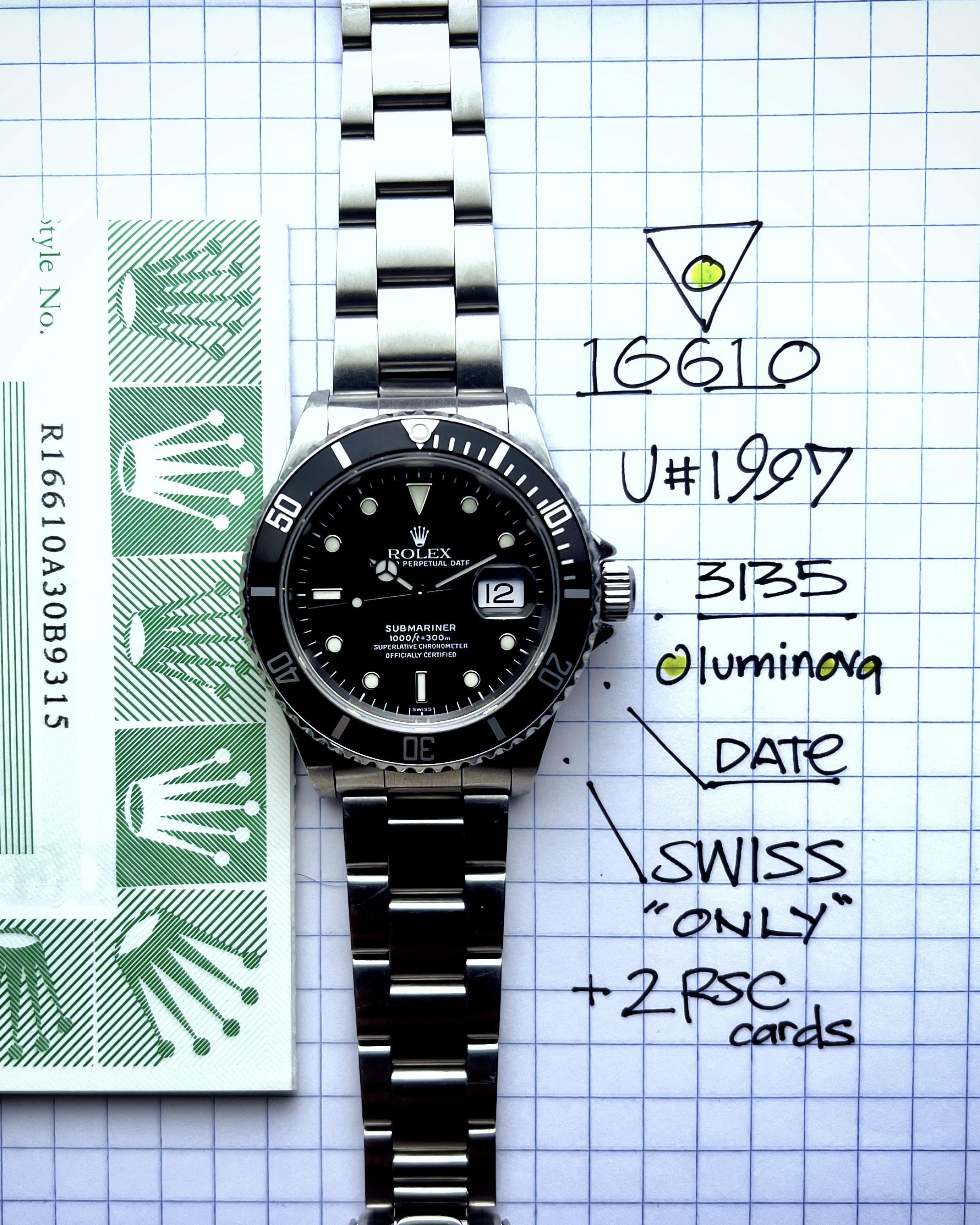 WTS Rolex Submariner 16610 Swiss Only with Papers and 2 RSC