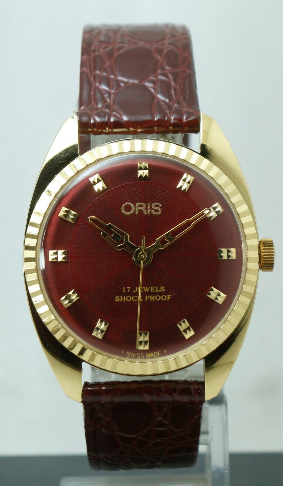 Luxury Oris GP Case Red Dial 17 Jewels FHF ST 96 Hand Winding