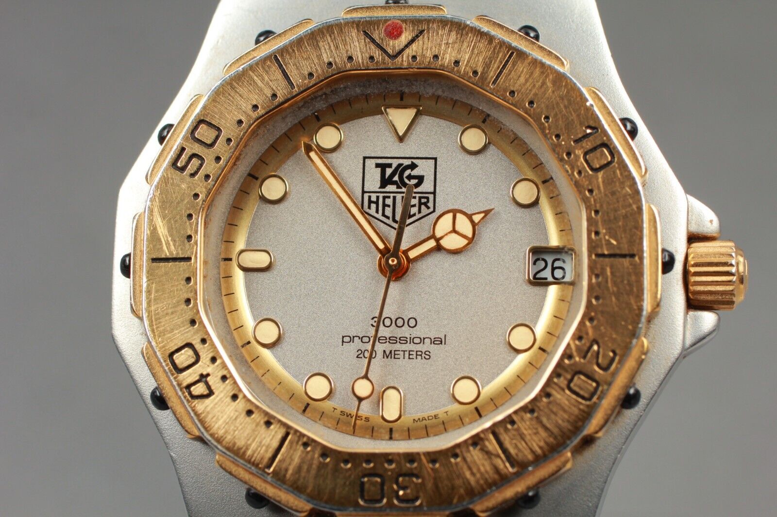 EXC 5 TAG HEUER 3000 Professional 934.206 Quartz Gold Silver Dial