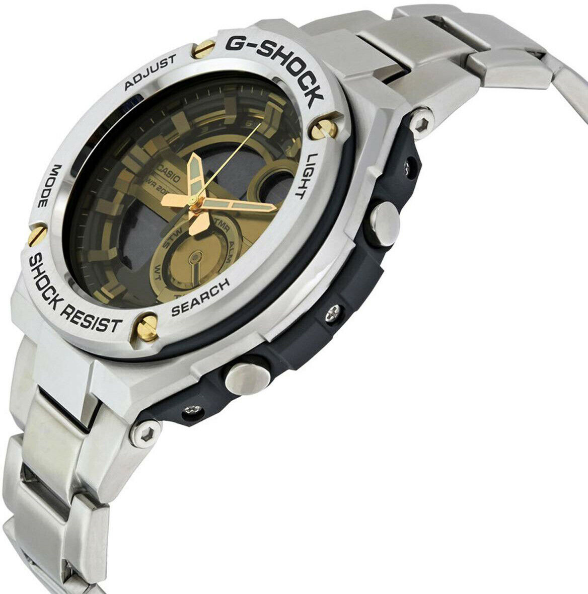 Casio GST-210D-9A G-Shock G-Steel WR World Time Black Silver Men's