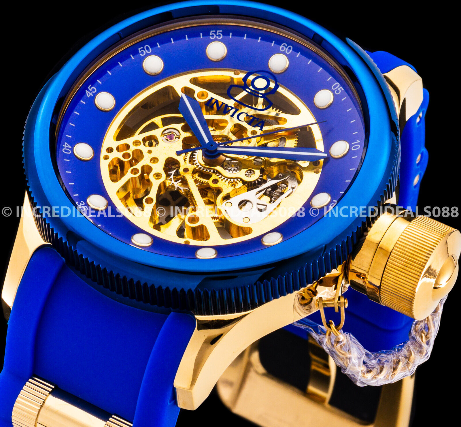 Invicta Men PRO DIVER AUTOMATIC BLUE 18K GOLD Plated Case Dial