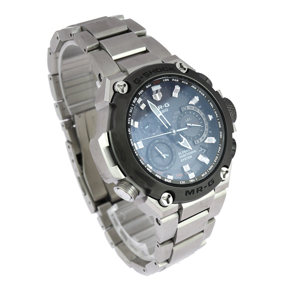 CASIO Casio MRG G1000D 1AJR MR G G SHOCK GPS hybrid radio wave solar titanium 20 atmospheric pressure waterproof tough solar watch men s shock resistant structure used USED 8 pawn shop Kantei station ...