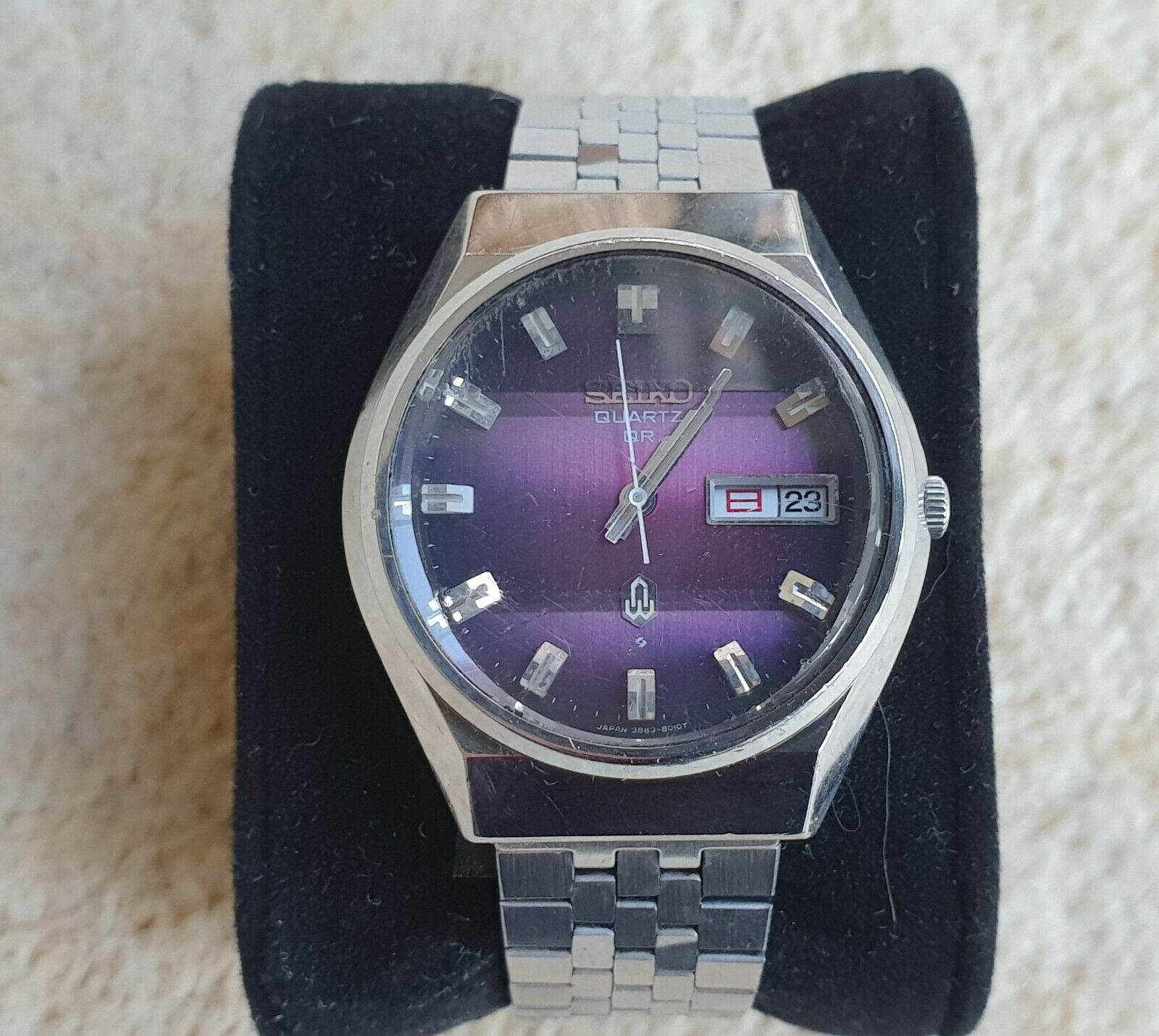RARE Vintage Seiko Quartz QR Purple Dial JDM 3863/2-8010 from 1974