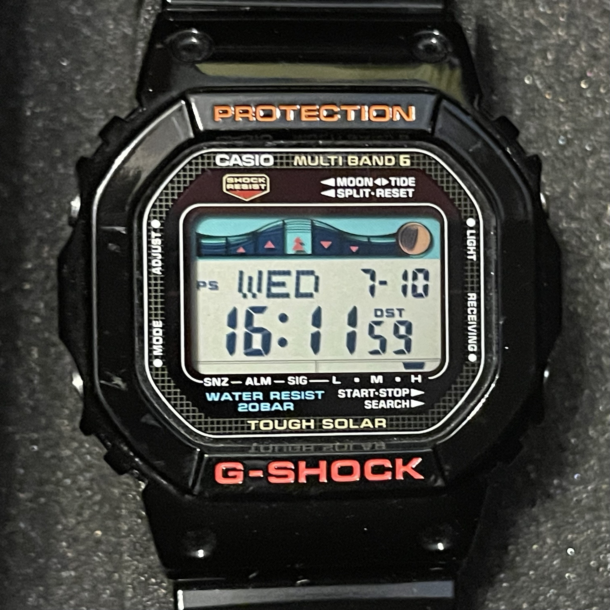 WTS Casio G Shock GWX 5600 1 G LIDE Tough Solar Atomic Multiband 6 Tide Moon Graph Square Digital Watch 5600 w Full Kit WatchCharts CA