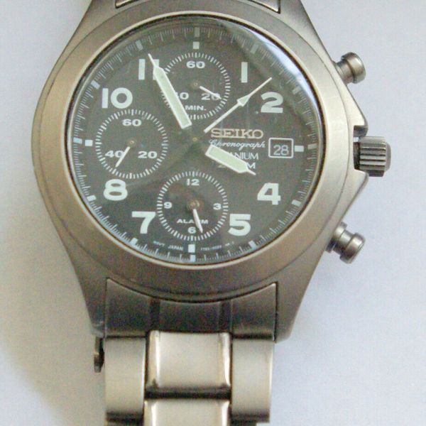 Seiko 7T62 OBZO Titanium 200M Chronograph Wristwatch Adjustable New Battery  | WatchCharts