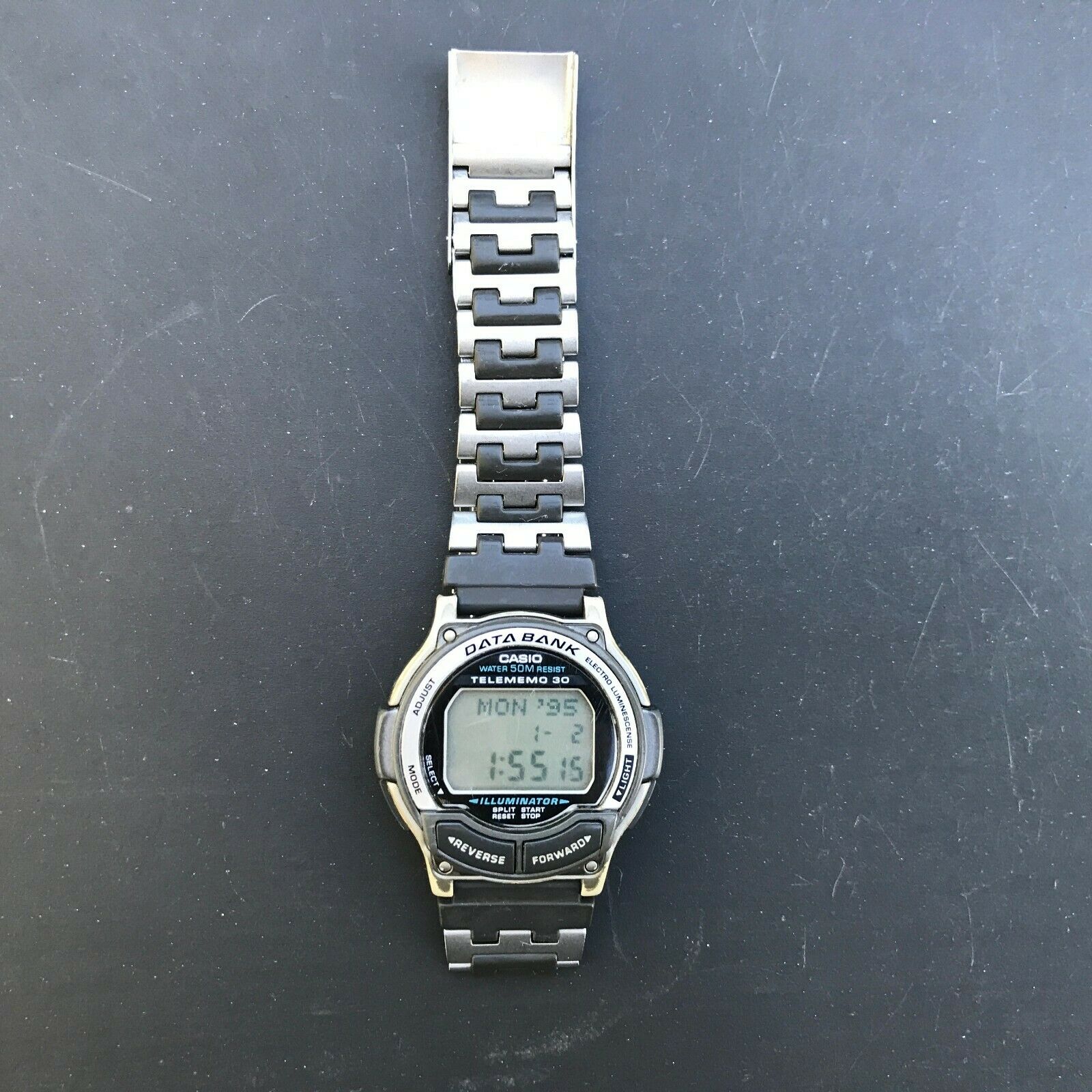 Casio Vintage Data Bank DB-34H Men's Watch New Battery, Runs Perfectly,  Light-Up
