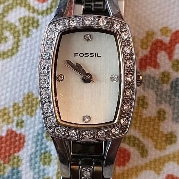 Fossil F2 Watch Women 19mm Silver Gold Tone ES-1170 Crystals New ...