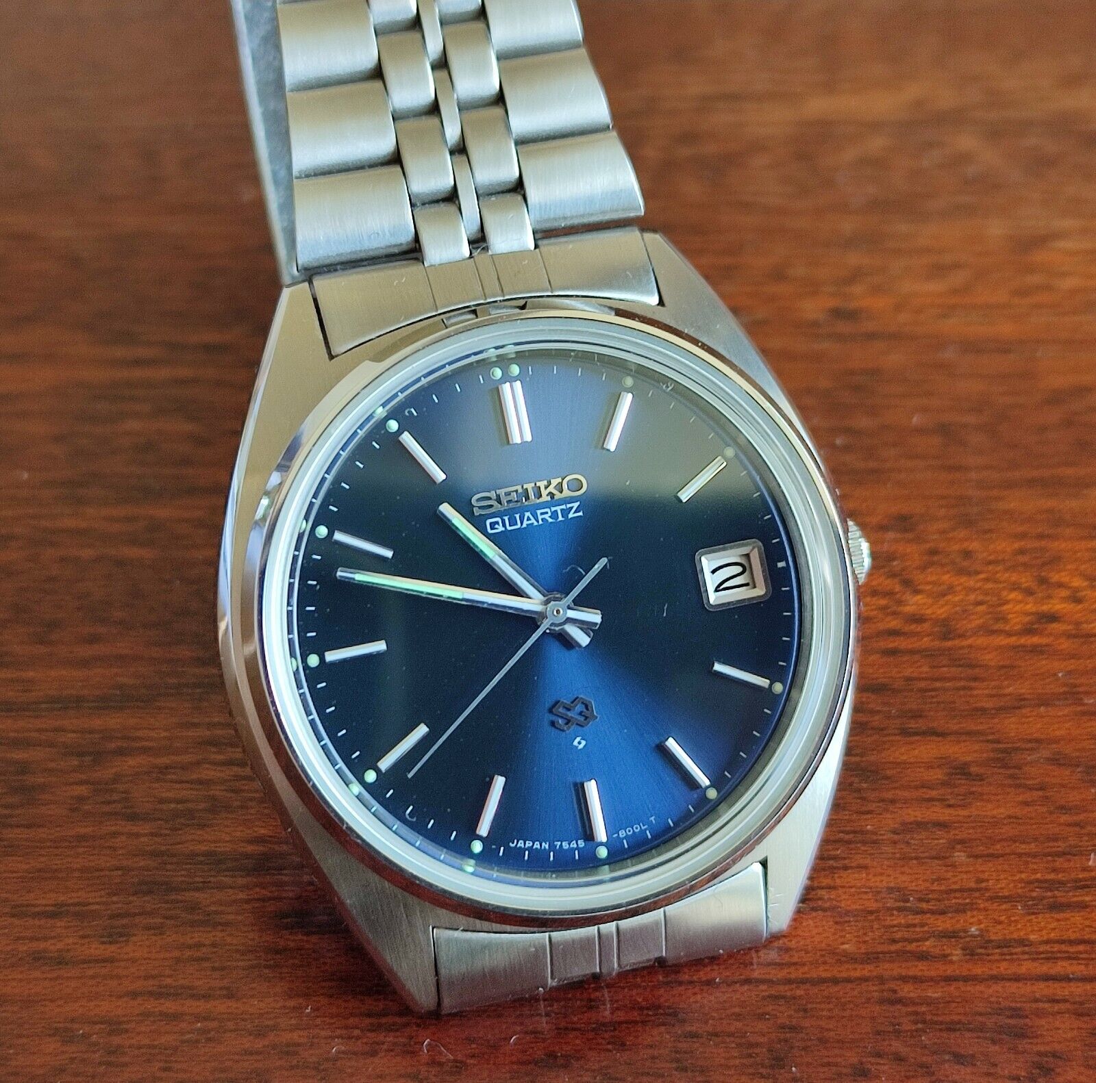 RARE Vintage Seiko SQ Quartz 7545 8000 Men s Classic Blue Dial