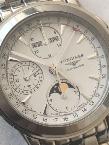 Mens Longines Flagship Chronograph Triple Date Moonphase Automatic