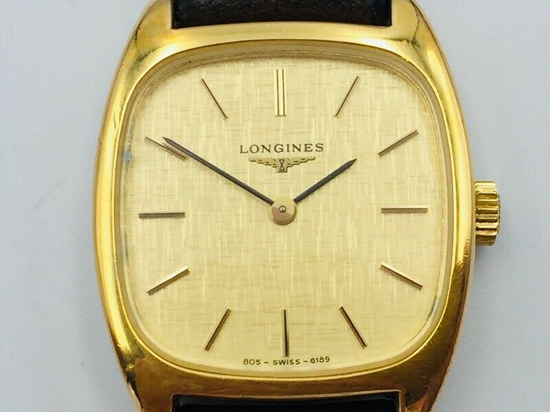 LONGINES Watch 805 6189 Square Hand Winding 18K Gold Plated w/box