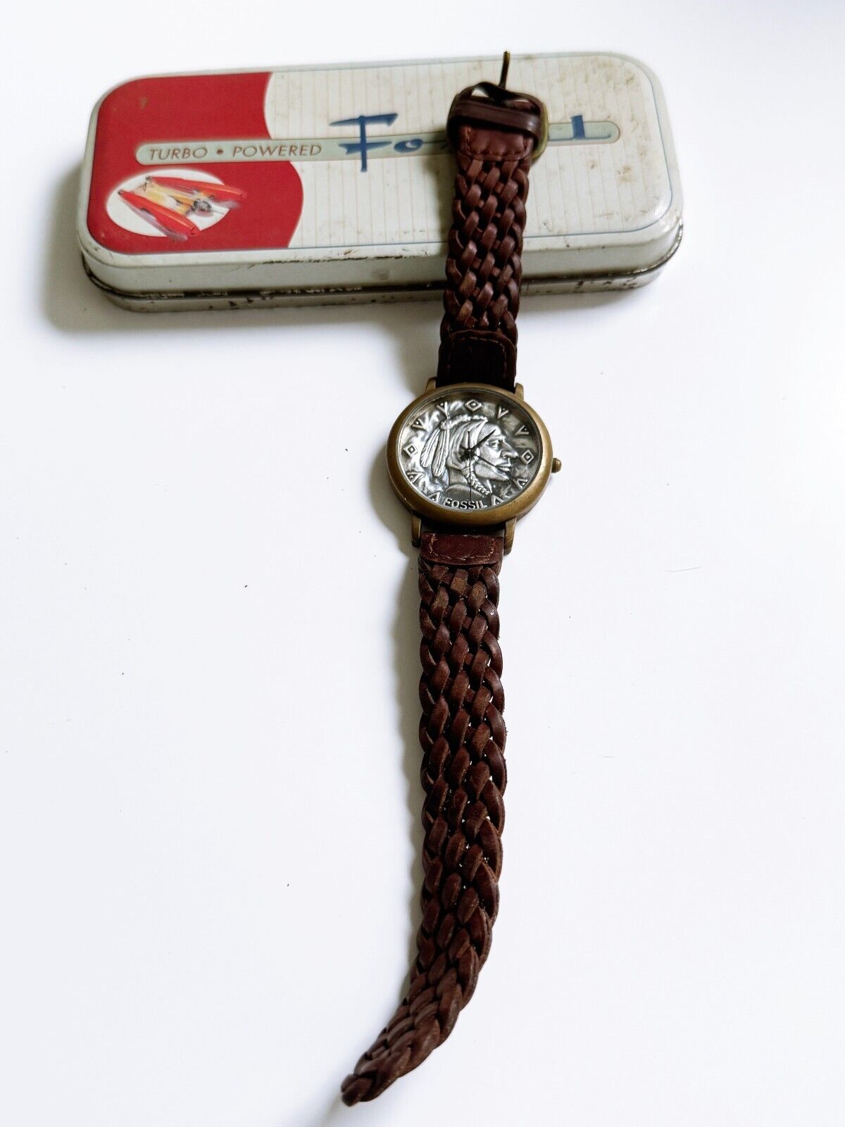 Orologio Vintage Uomo Fossil Native American Profile Indian  display picture 2