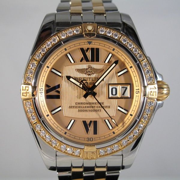 FS: Breitling Cockpit Diamonds Automatic 18K Yellow Gold & Steel 41mm ...