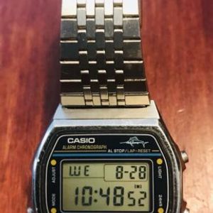 Vintage 1982 CASIO W-36 Marlin Swordfish Men's Digital VTG YELLOW