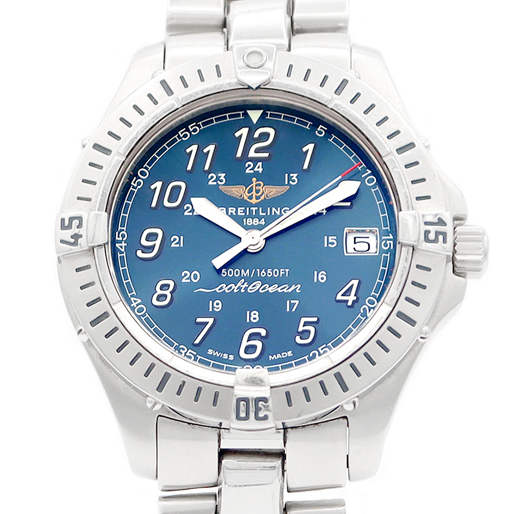 Battery replaced BREITLING Breitling Colt Ocean A64350 Date 500m waterproof navy blue blue SS