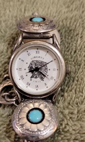 Liberty 1911 Indian Head Women's Watch, Turquoise/Sterling Silver