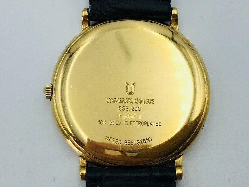UNIVERSAL GENEVE Watch 555 200 Quartz 18K Gold Plated Date T2909
