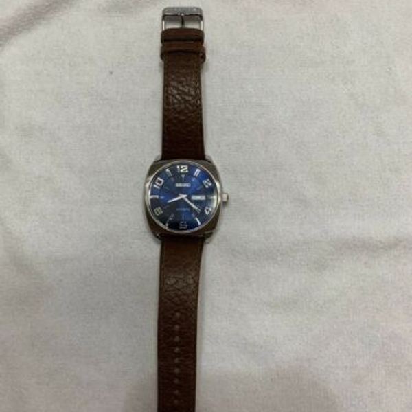 Seiko Recraft Automatic Blue Dial Brown Leather Men's Watch SNKN37