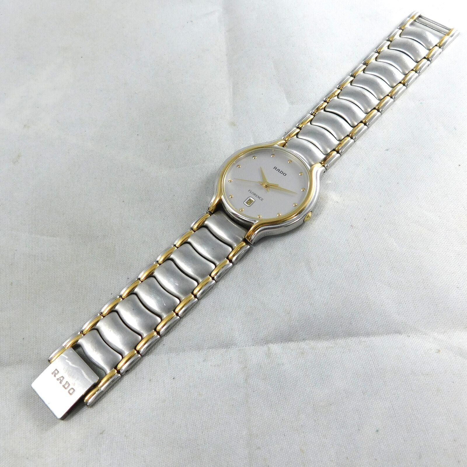 RADO FLORENCE 129.3644.4 SILVER GOLD MEN'S DATE VINTAGE