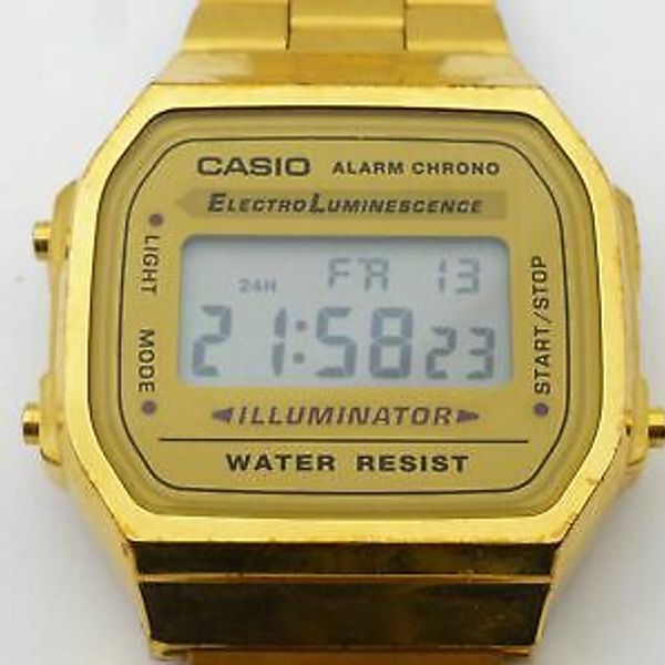 CASIO デジタルウォッチ1572 A168 ゴールド腕時計 マレーシア CASIO A-168 . QW..1572 GOLD VINTAGE WORKING USED | eBay