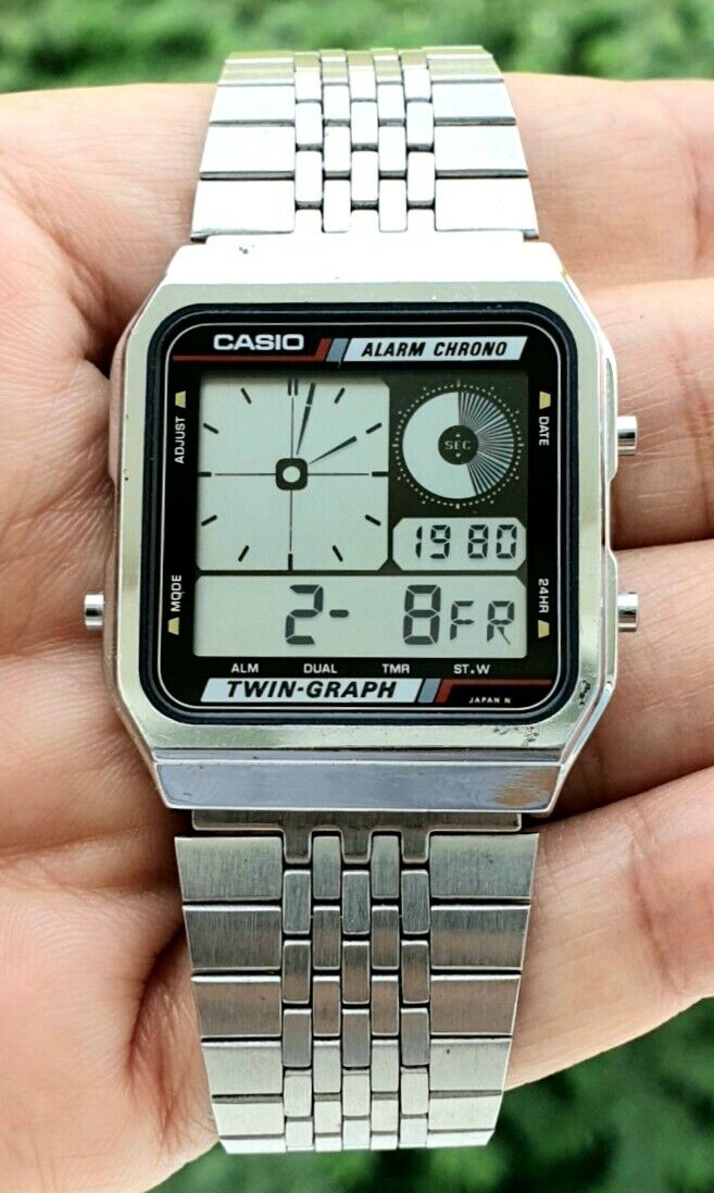 Casio Twin Graph Mod.588 AE-200 Japan Digital Watch Near Mint 