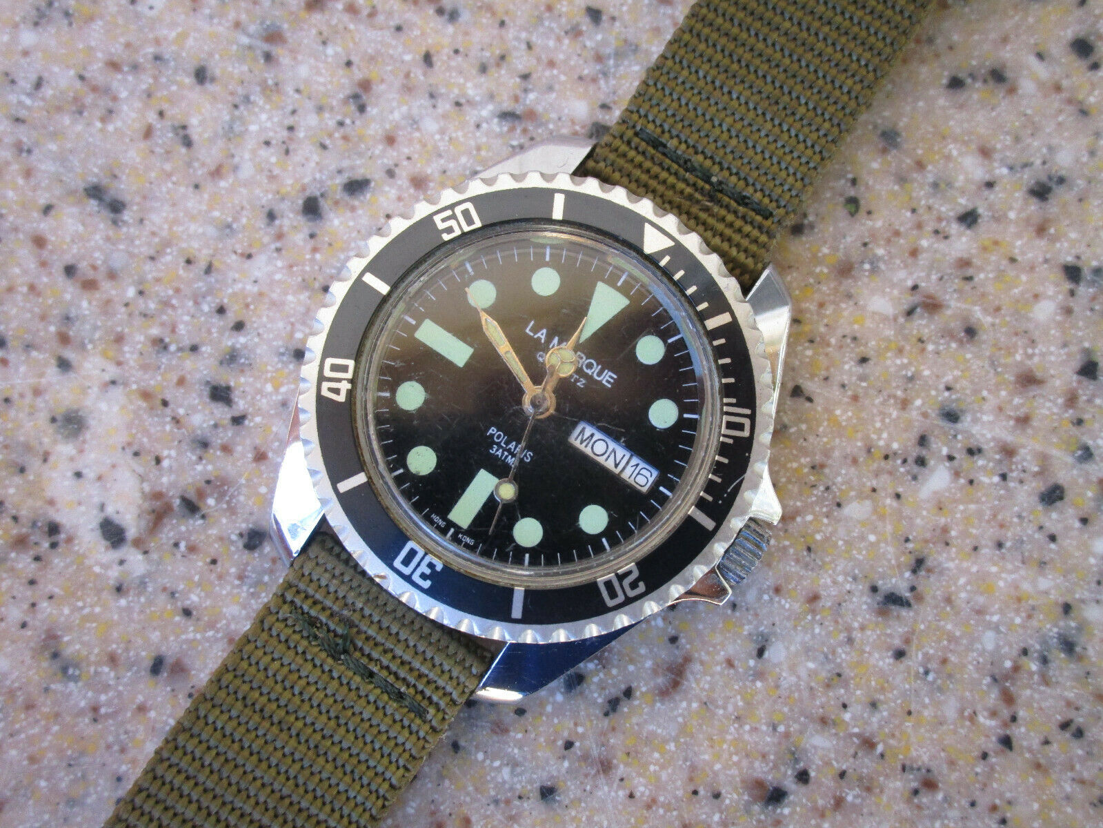 Vintage Mens Diver Style Watch La Marque Quartz Polaris 3 ATM 38mm