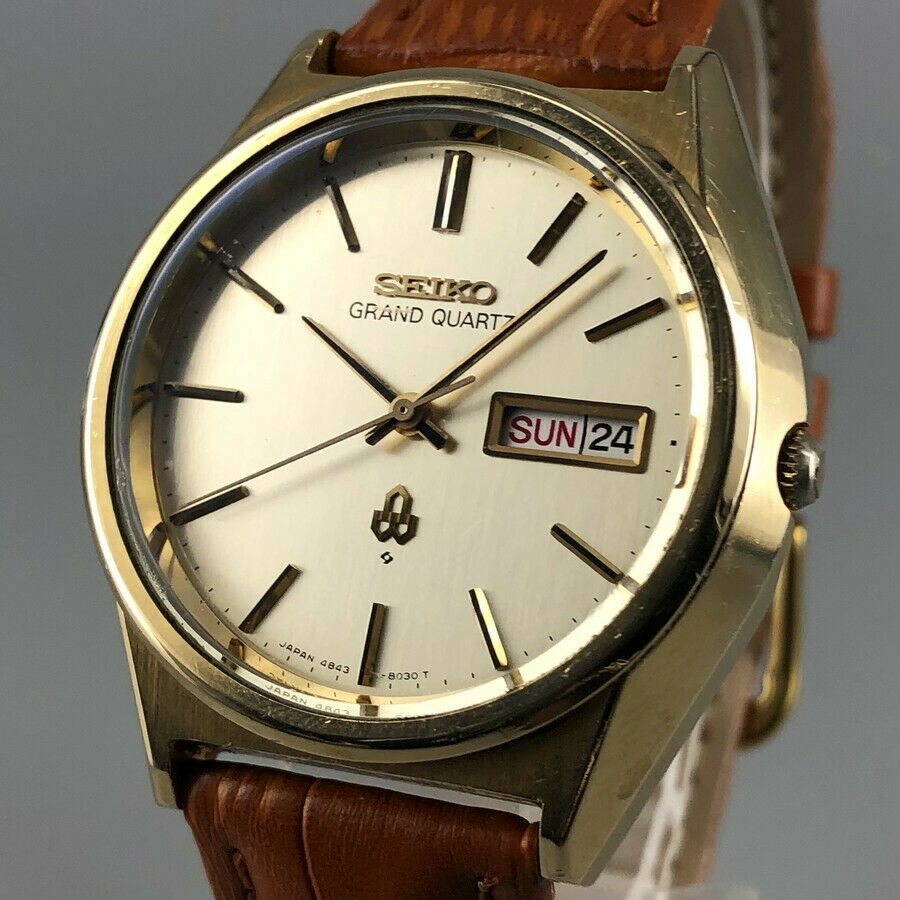 Vintage 1976 SEIKO GRAND QUARTZ 4843-8041 Cap Gold Mens Watch from Japan # 659 | WatchCharts