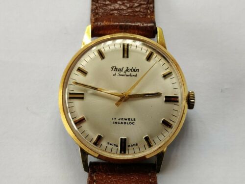 Swiss made Aureole Edius Dress NOS mechanical vintage watch, black leather  strap, FHF 81 movement, black dial