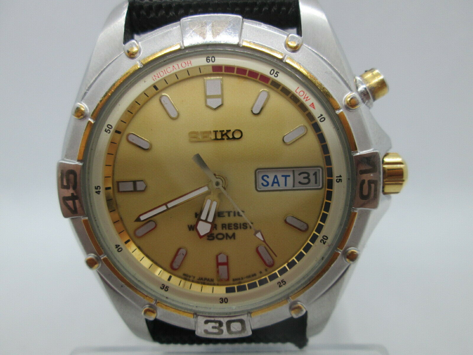 SEIKO KINETIC 5M43-0D00 DAYDATE 18KGP/STAINLESS STEEL QUARTZ MENS