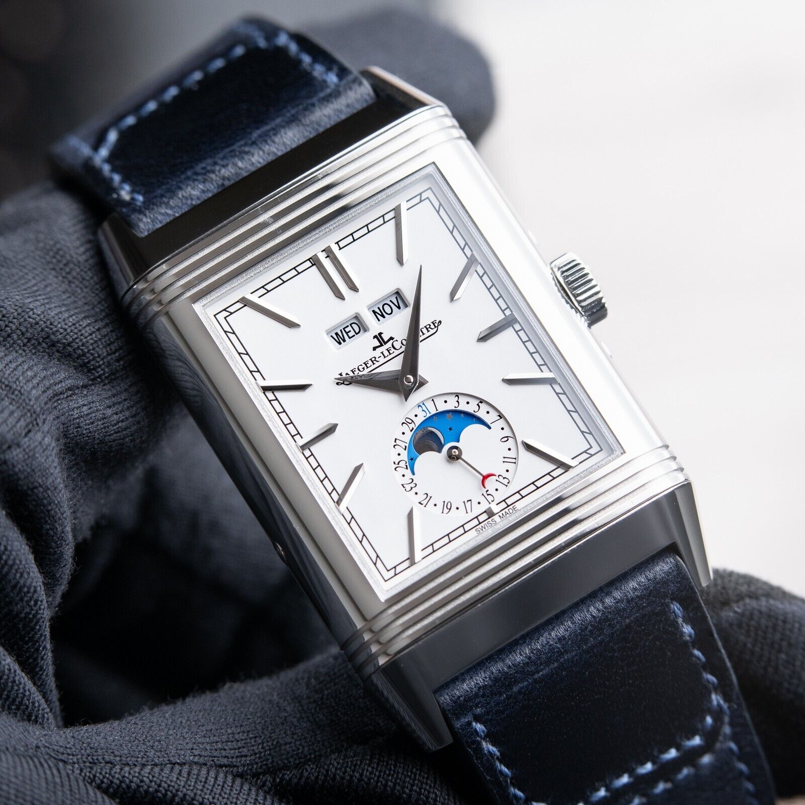 Jaeger LeCoultre Reverso Tribute Duoface Calendar Blue White