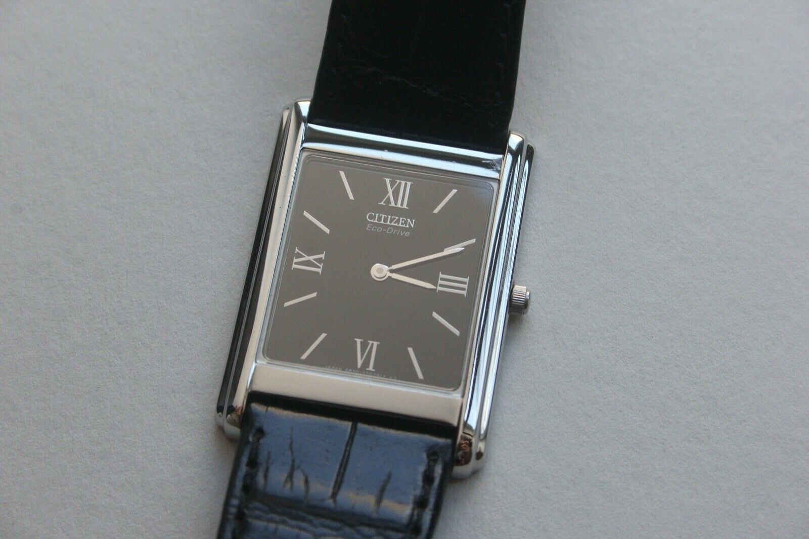 Black Citizen Stiletto Eco Drive Tank Watch from November 2002 