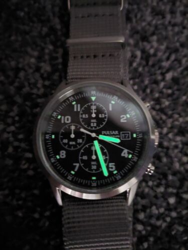 Pulsar Chronograph Grey Men's Watch PM3129X1 Military NATO RAF