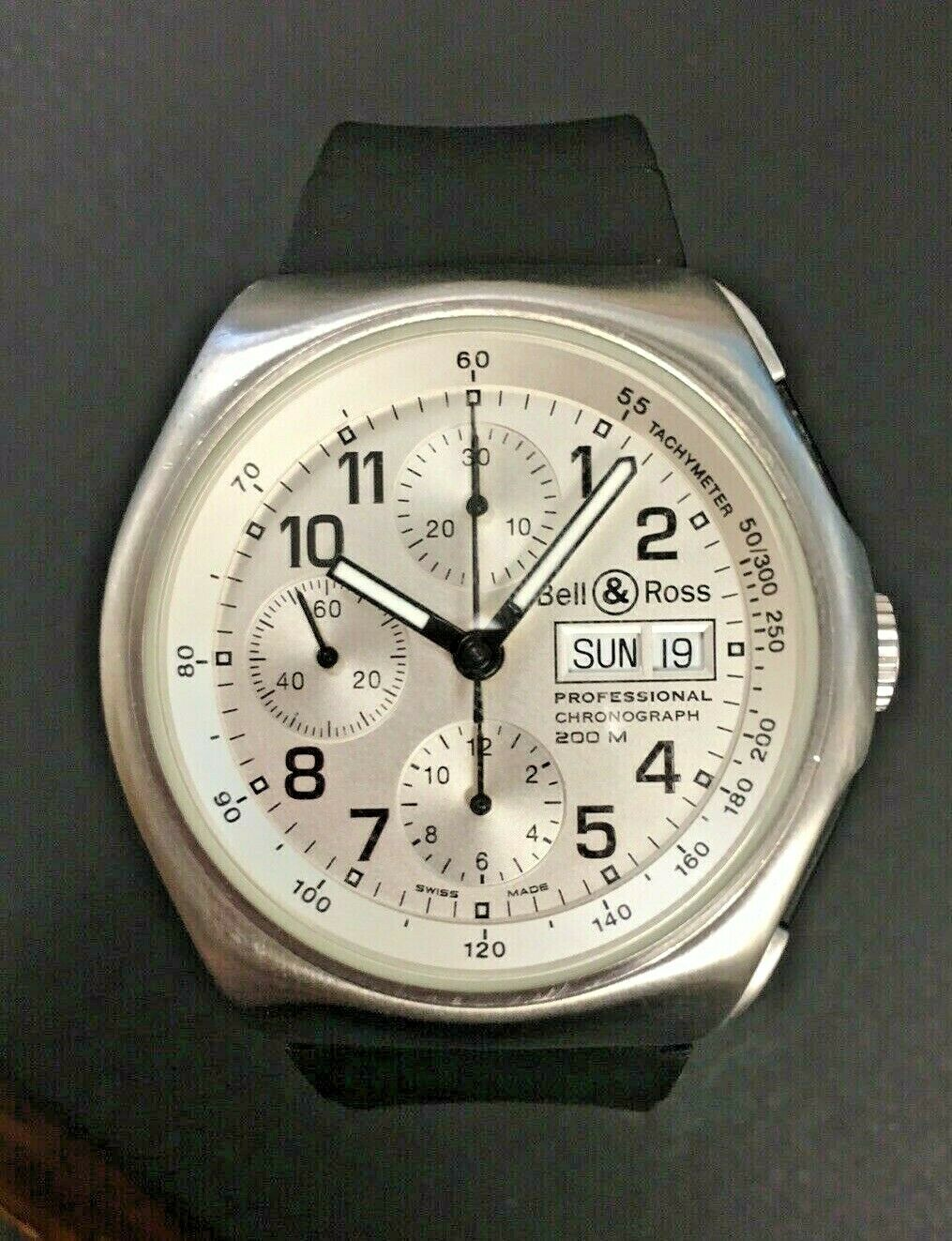 Bell Ross Professional Chronograph Steel Day Date Wristwatch