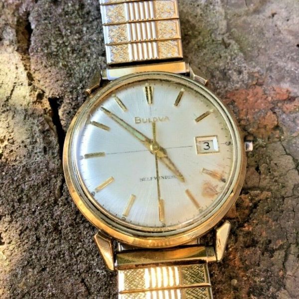 Vintage Bulova Men's Watch 10K Gold Plated Selfwinding 1967 Needs Crown ...